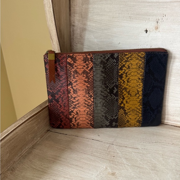 Madewell Snakeskin Color-Block Wallet Pouch Clutch - Picture 1 of 4